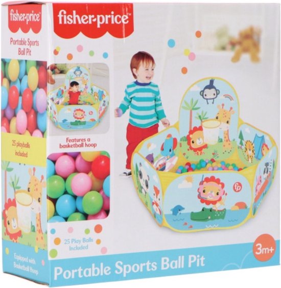 Ballenbad - Ballenbak - Kinderspeelgoed 1 jaar - Kinderspeelgoed 2 Jaar - Cadeau Kind - Ballen voor Ballenbak - Ballenbak Baby - Kinderspeelgoed 3 jaar - Inclusief 25 Ballen - Ballenbakken - Basketbalring - voor Kinderen - Fisher Price van Fisher Price