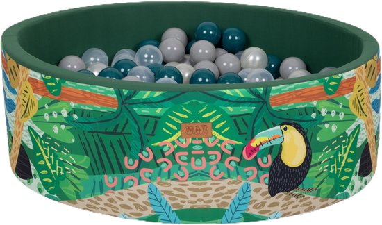 Ballenbak Baby - Speelgoed 1 jaar, 2 jaar, 3 jaar - Toekan Jungle Ballenbad - Ballenbakken - Gomoor - 100% Katoen en BPA vrije ballen 200 stuks Ø 7 cm van Merkloos