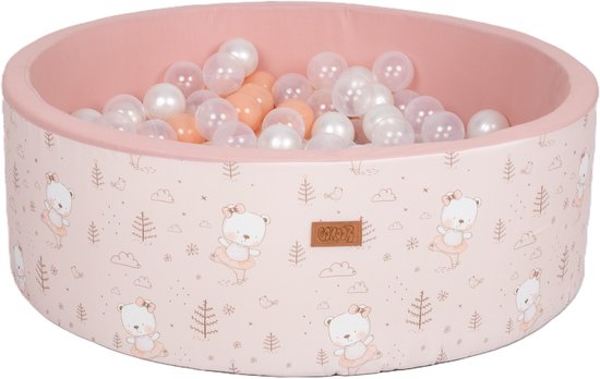 Ballenbak Baby Speelgoed 1 jaar - Ballerina Beer Ballenbad - Gomoor - 100% Katoen ballen 200 stuks Ø 7 cm - Uniek van Merkloos