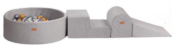 Ballenbak Baby Velvet Taupe Grijs - Speelgoed 1 jaar, 2 jaar, 3 jaar - Speelset Playground met Ballenbad Superzacht - Ballenbakken - Kidsdouche -BPA vrije ballen 200 stuks Ø 7 cm - Goud, Zilver, Parelmoer van Merkloos