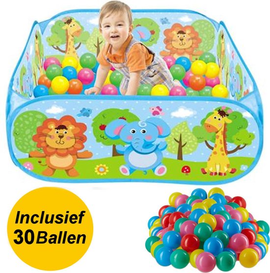 Ballenbak Incl 30 Stuks Ballenbak ballen - Vrolijke Dieren print - Baby - Peuter - Ballenbak met 30 ballen voor ballenbak van Hodiwheel