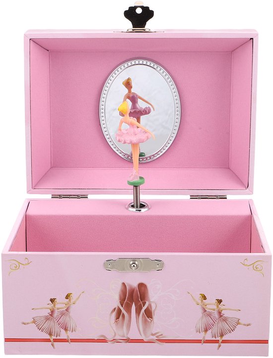 Ballet Sieraden Doosje - Roze, Met Draaiende Ballerina & Muziek - 5 Inch Meisjes Muziekdoos - Verjaardagscadeau voor Kinderen van Merkloos