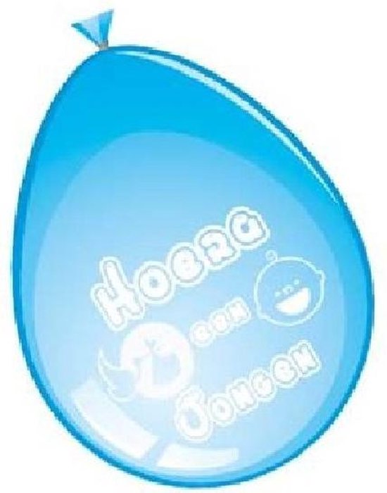 Ballonnen 'Hoera een Jongen' (Ø30cm,8st) van Partydeco