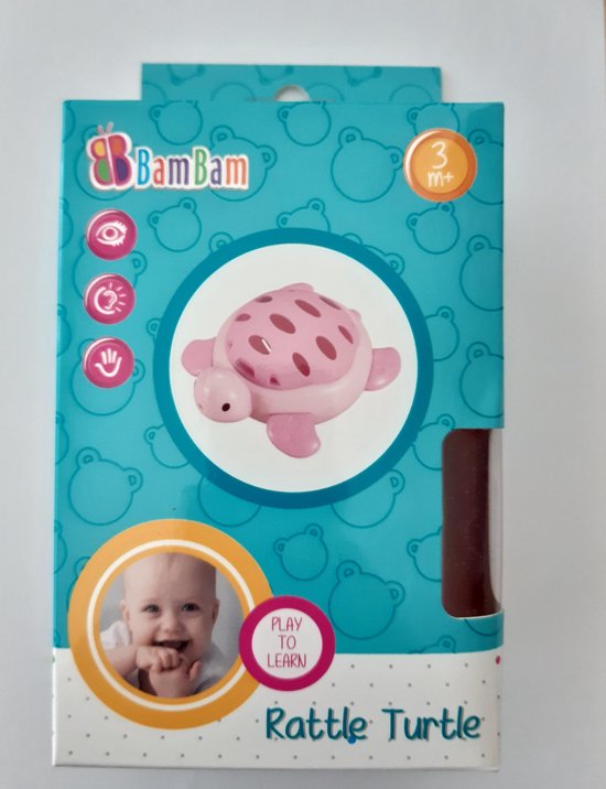 Bam Bam - Rammelaar - Schildpad - Roze - Babyspeelgoed - Bijtspeelgoed van Bam Bam