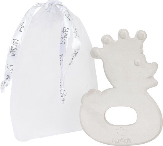 BamBam Bijtring Eend - 100% Natuurlijk Rubber - Wit - Baby cadeau van BamBam