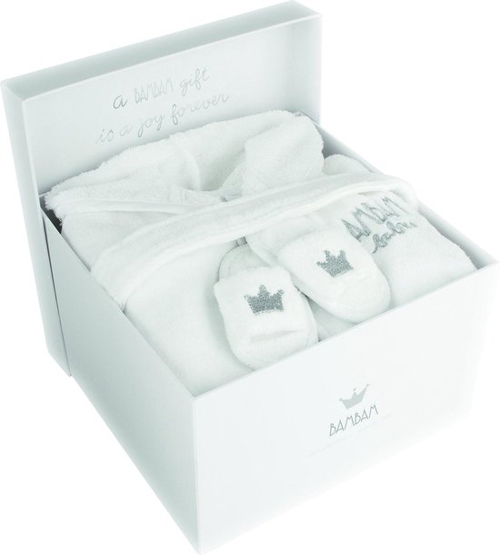 BamBam Cadeaudoos Bad - Badjasje, Hotel Slippers - Wit - Baby cadeau van BamBam