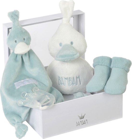 BamBam Cadeaudoos Eend, bijtring ster, sokjes - Lagoon groen - Baby cadeau van Merkloos