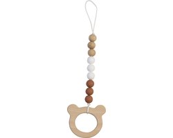 BamBam Eco-vriendelijk houten Spenenclip Beer met siliconen kralen - BPA vrij - Baby cadeau van BamBam