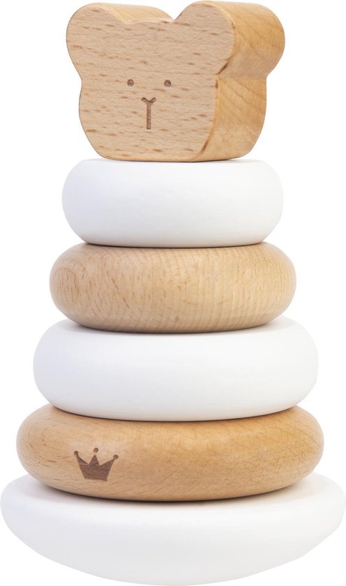 BamBam Eco-vriendelijk houten Tuimelaar Beer - Wit - Baby cadeau van BamBam