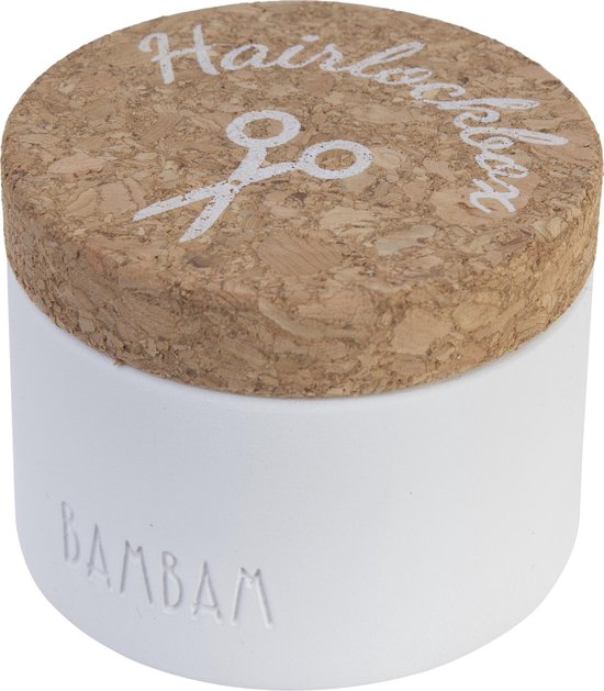 BamBam Polystone Haarlokdoosje met kurken deksel van BamBam