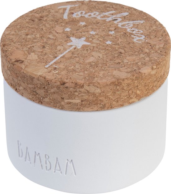 BamBam Polystone Tandendoosje met kurken deksel van BamBam
