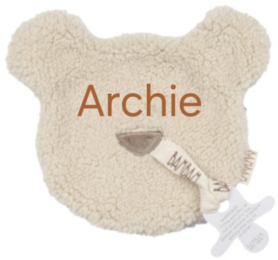 Bambam/happy horse recycled bear knuffeldoekje met geborduurde naam/gepersonaliseerd van Merkloos