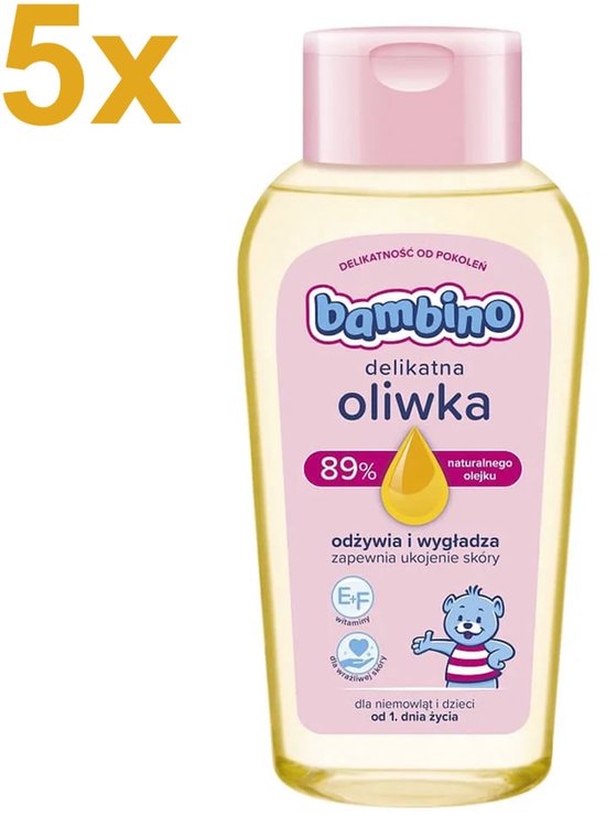 Bambino Babyolie – Verzachtend & Hydraterend – Vanaf de Eerste Dag – 89% Natuurlijke Olie - 5x 150 ml - Voordeelverpakking van Merkloos
