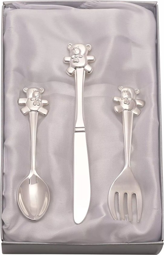 Bambino by Juliana - verzilverd bestekset 3-dlg beertje - baby kado van Juliana