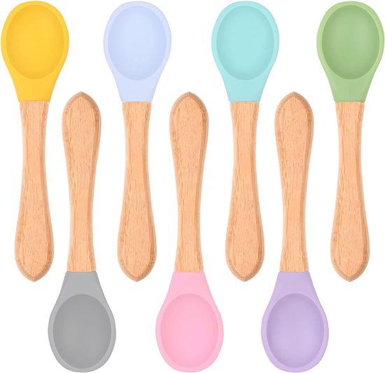 Bamboe voedingslepels, set van 7 paplepels voor baby's, 100% duurzaam bamboe, babybestek voor kinderen en baby's van Mamayaya