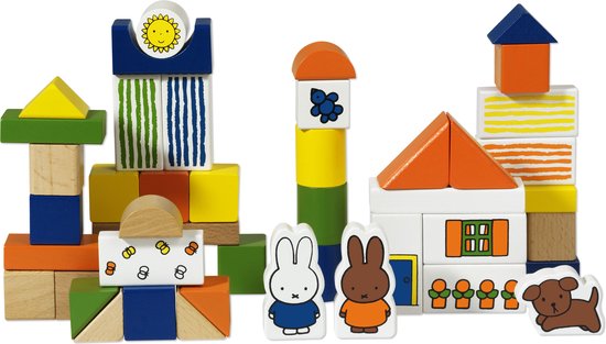 Bambolino Toys - Nijntje speelgoed - Blokkenton met 50 houten blokjes van Bambolino Toys