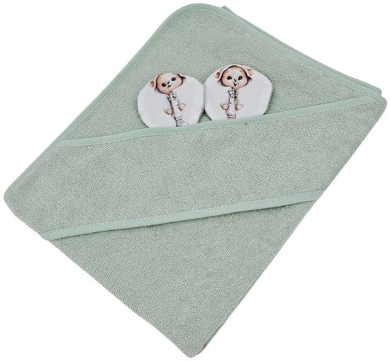Bamboo bath cover GARDENER BEAR/MINT van Merkloos