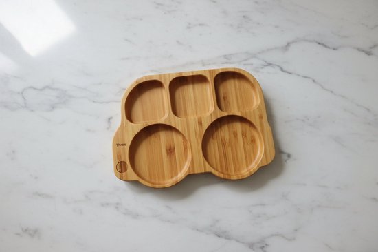 Bamboo bord - kinderservies - zuignap - auto van Merkloos