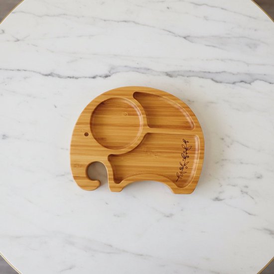 Bamboo bord - kinderservies - zuignap - olifant van Merkloos