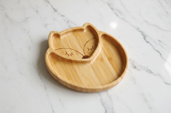 Bamboo bord - kinderservies - zuignap - vos van Merkloos
