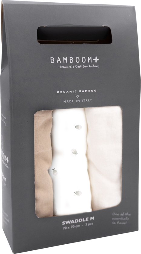 Bamboom Hydrofieldoek - 3 Stuks - 75 x 75 cm - Fishes/Brasilian Sand/Off White van Merkloos