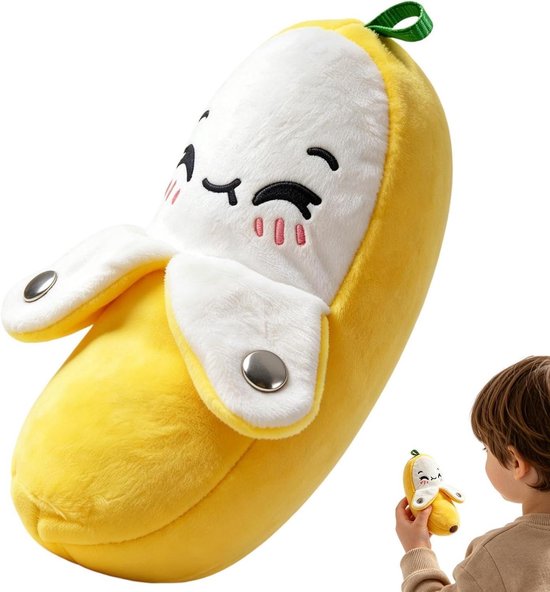 Banaan Knuffel - Zacht Speelgoed - Sensorische Ontwikkeling - Met Geluid - 17 cm - Geel