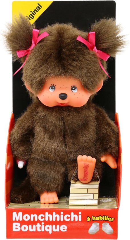 Bandai – Monchhichi – Knuffel de Originele Meisjesversie – Iconische apenknuffel uit de jaren 80 – Superzachte knuffel 20 cm voor kinderen en volwassenen – Speelgoed voor kinderen vanaf 2 jaar – SE254378