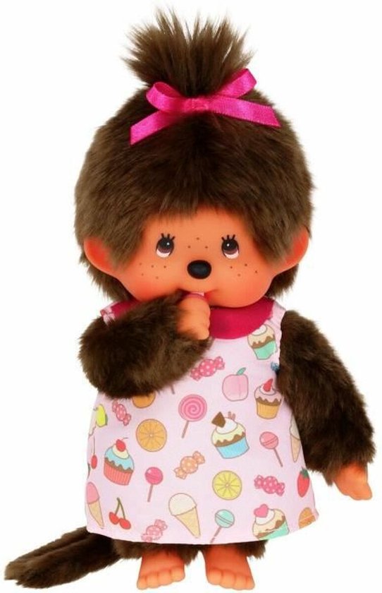 Bandai - Monchhichi - Monchhichi Pop & Candy Pluche - Iconische 80s Aap Pluche - 20 cm Zachte Pluche voor Kinderen en Volwassenen - Speelgoed Kinderen 2+ - SE233861