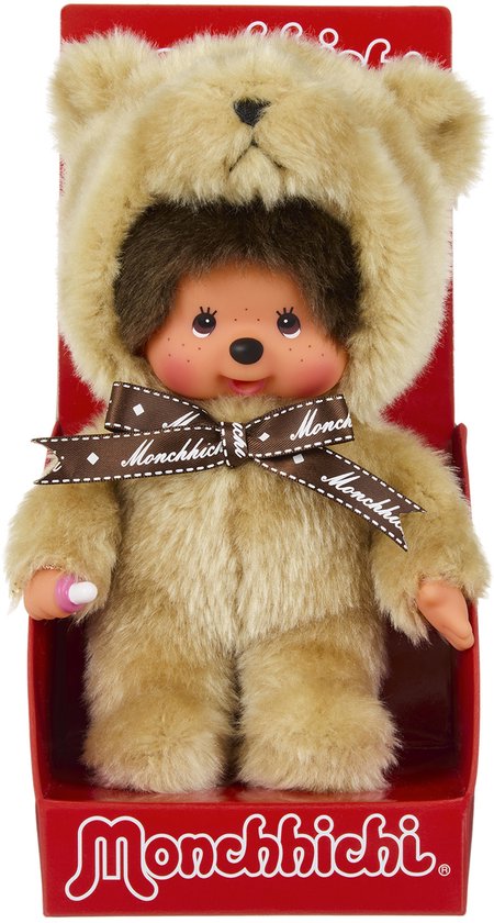 Bandai - Monchhichi - Monchhichi Teddybeer Knuffel - Iconische Aap Knuffel uit de jaren 80 - Superzachte Knuffels 20 cm voor Kinderen en Volwassenen - Beertje - Kinderspeelgoed 2 Jaar en + - SE203963
