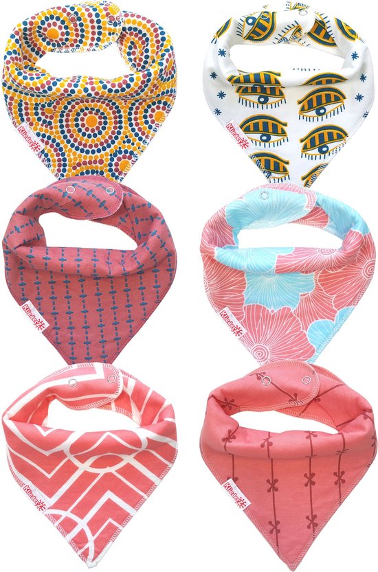 Bandana slab | kwijlslab meisjes | set 6 stuks baby slabbers | BB03 van Fabsworld