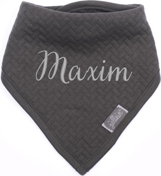 Bandana slabbetje brick grijs met naam | geborduurd | gepersonaliseerd van Simply for kids