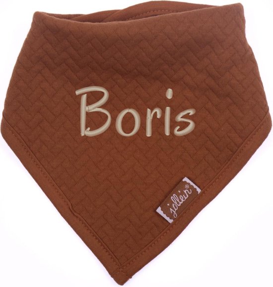 Bandana slabbetje brick roest met naam | geborduurd | gepersonaliseerd van Hip met stip