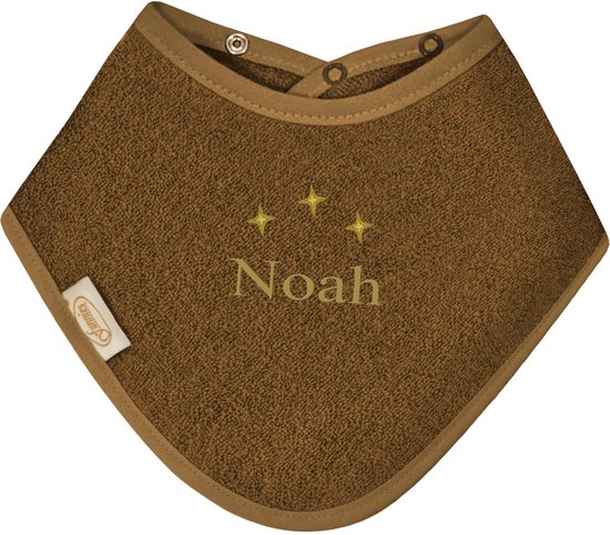 Bandana slabbetje uni line - brown clay  - met GRATIS geborduurde naam van Lil' Label