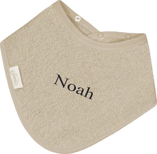 Bandana slabbetje uni line - cream - met GRATIS geborduurde naam van Baby's Only