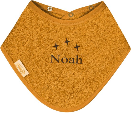 Bandana slabbetje uni line - ochre  - met GRATIS geborduurde naam van Merkloos