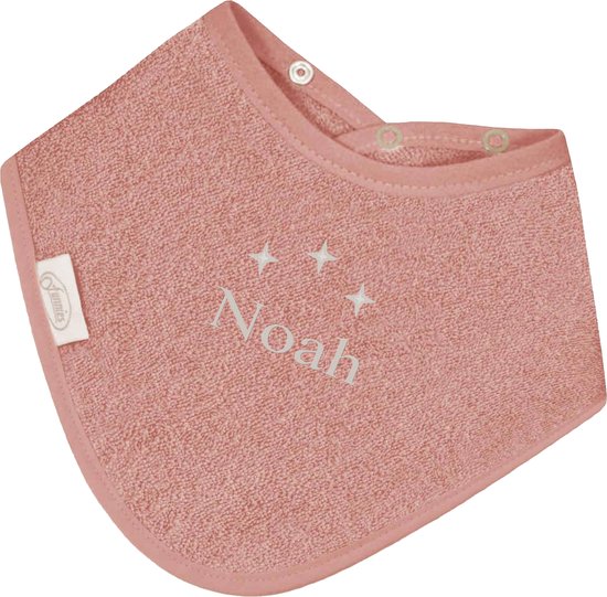 Bandana slabbetje uni line - sand stone pink - met GRATIS geborduurde naam van Baby's Only