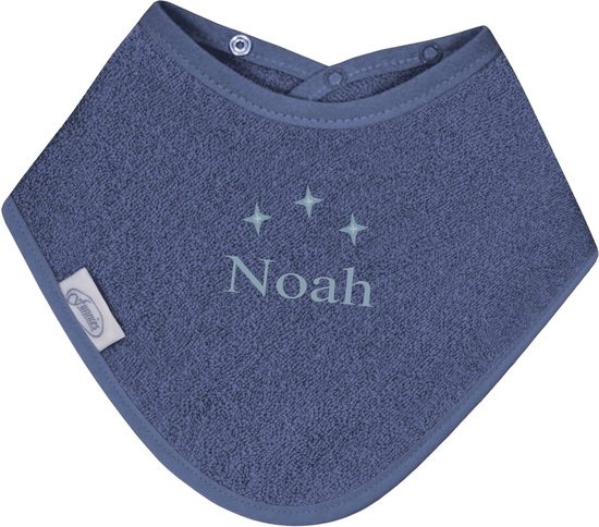 Bandana slabbetje uni line - silk blue  - met GRATIS geborduurde naam van Baby's Only