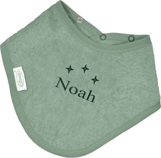 Bandana slabbetje uni line - stone green - met GRATIS geborduurde naam van Baby's Only
