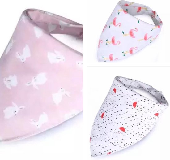 Bandana Slabbetjes - Punt Slab - +Zever Slabbetje - Kwijl Slab - Setje van 3 stuks - Pastel Design - Kraam Cadeau van Durable