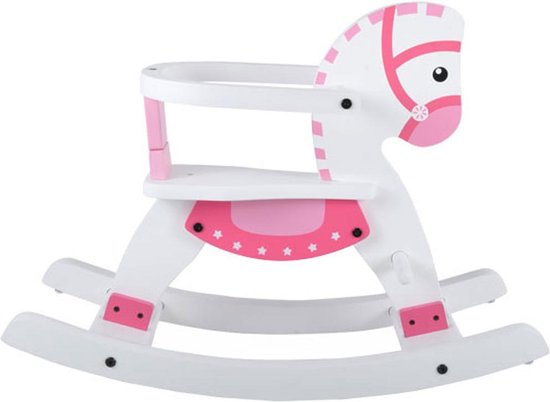 Bandits & Angels houten hobbelpaard met beugel - 1 jaar - wit roze - schommelpaard van Bandits & Angels