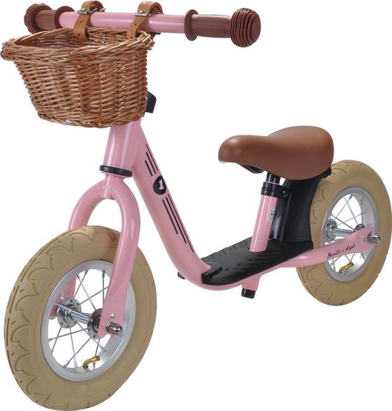 Bandits & Angels loopfiets Starter retro roze met mandje - 2 jaar - meisjes - metaal - roze van Bandits & Angels