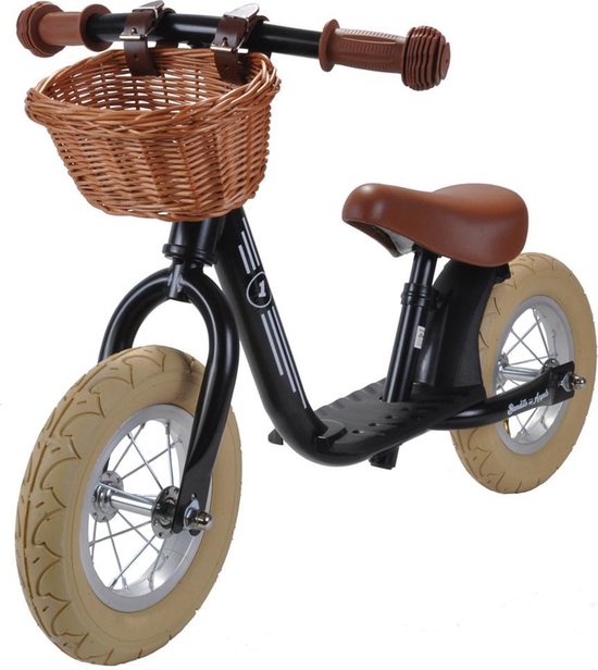 Bandits & Angels loopfiets Starter retro zwart met mandje - 2 jaar - jongens en meisjes - metaal - zwart van Bandits & Angels