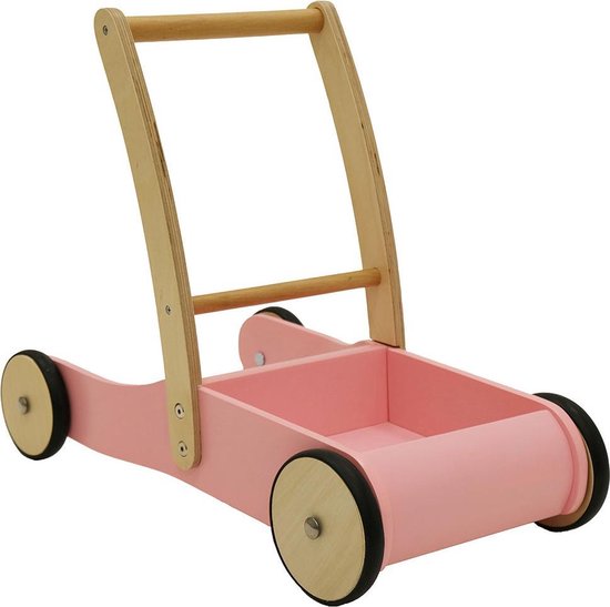 Bandits & Angels loopwagen Little Walker retro roze - hout - 1 jaar - meisjes van Bandits & Angels