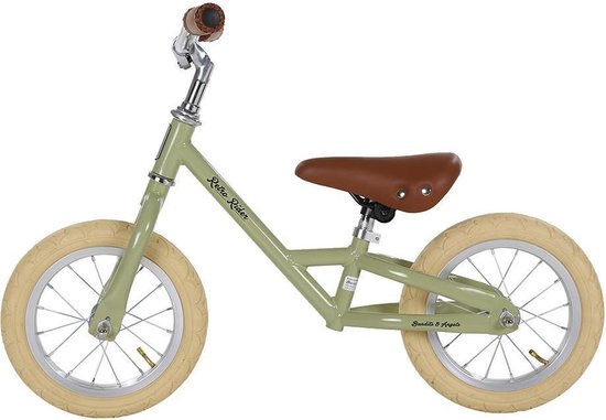 Bandits & Angels Metalen Loopfiets Retro Rider Groen vanaf 2,5 Jaar - Voor Jongens en Meisjes - Groene Loop Fiets - Verstelbaar Zadel 36 tot 44 cm - Luchtbanden - Luxe handvaten