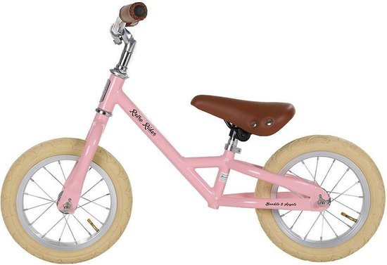 Bandits & Angels Metalen Loopfiets Retro Rider Roze vanaf 2,5 Jaar - Voor Meisjes - Roze Loop Fiets - Verstelbaar Zadel 36 tot 44 cm - Luchtbanden - Luxe handvaten
