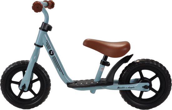 Bandits & Angels Metalen Loopfiets Starter Blauw met Voetenplank vanaf 2 Jaar - Limited Edition - Vintage Blauwe Loop Fiets - Verstelbaar Zadel 29 tot 39 cm - Voor Jongens en Meisjes - Compact en Veilig - Lage Instap met Voetenplank van Bandits & Angels