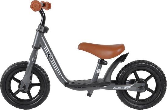 Bandits & Angels Metalen Loopfiets Starter Grijs met Voetenplank vanaf 2 Jaar - Limited Edition - Grijze Loop Fiets - Verstelbaar Zadel 29 tot 39 cm - Voor Jongens en Meisjes - Compact en Veilig - Lage Instap met Voetenplank van Bandits & Angels