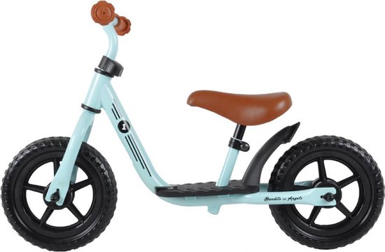 Bandits & Angels Metalen Loopfiets Starter Mintgroen met Voetenplank vanaf 2 Jaar - Limited Edition - Mintgroene Loop Fiets - Verstelbaar Zadel 29 tot 39 cm - Voor Jongens en Meisjes - Compact en Veilig - Lage Instap met Voetenplank van Bandits & Angels