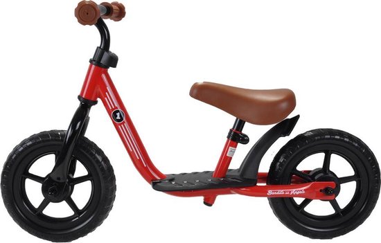 Bandits & Angels Metalen Loopfiets Starter Rood met Voetenplan vanaf 2 Jaar - Limited Edition - Rode Loop Fiets - Verstelbaar Zadel 29 tot 39 cm - Voor Jongens en Meisjes - Compact en Veilig - Lage Instap met Voetenplank