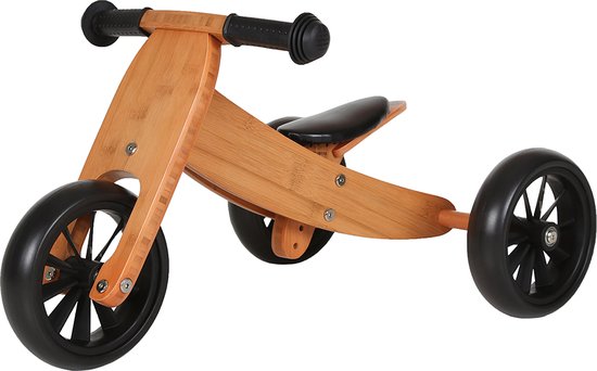 Bandits & Angels Smart Bike Loopfiets Hout 4-in-1 Bamboe vanaf 1 jaar - Voor Jongens en Meisjes - Houten Loop Fiets - Omkeerbaar in Driewieler en Tweewieler - Verstelbaar Zadel